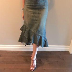 Ruffled Jean Skirt